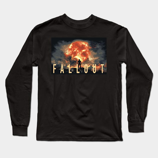 Fall Out,Nuclear Explosion Graphic T-Shirt 02 Long Sleeve T-Shirt by ToddT